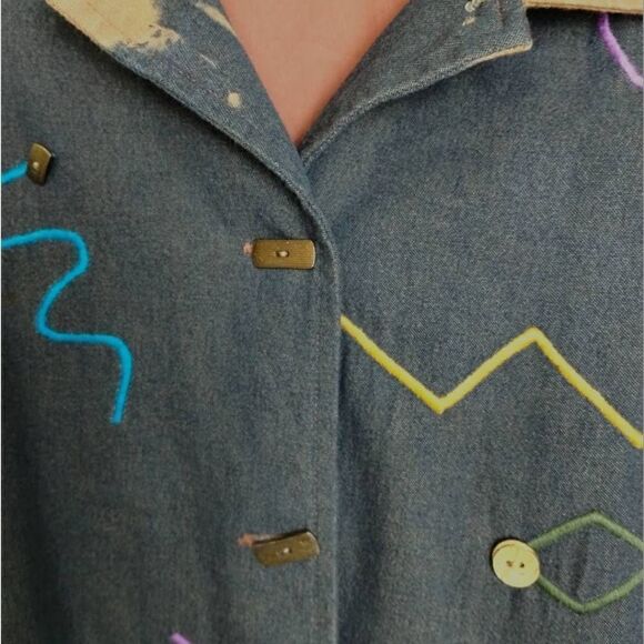 Vtg Stonebridge Womens Jacket‎ Sz XL Tan Black Buttons Decor Western Outdoors - Picture 8 of 14